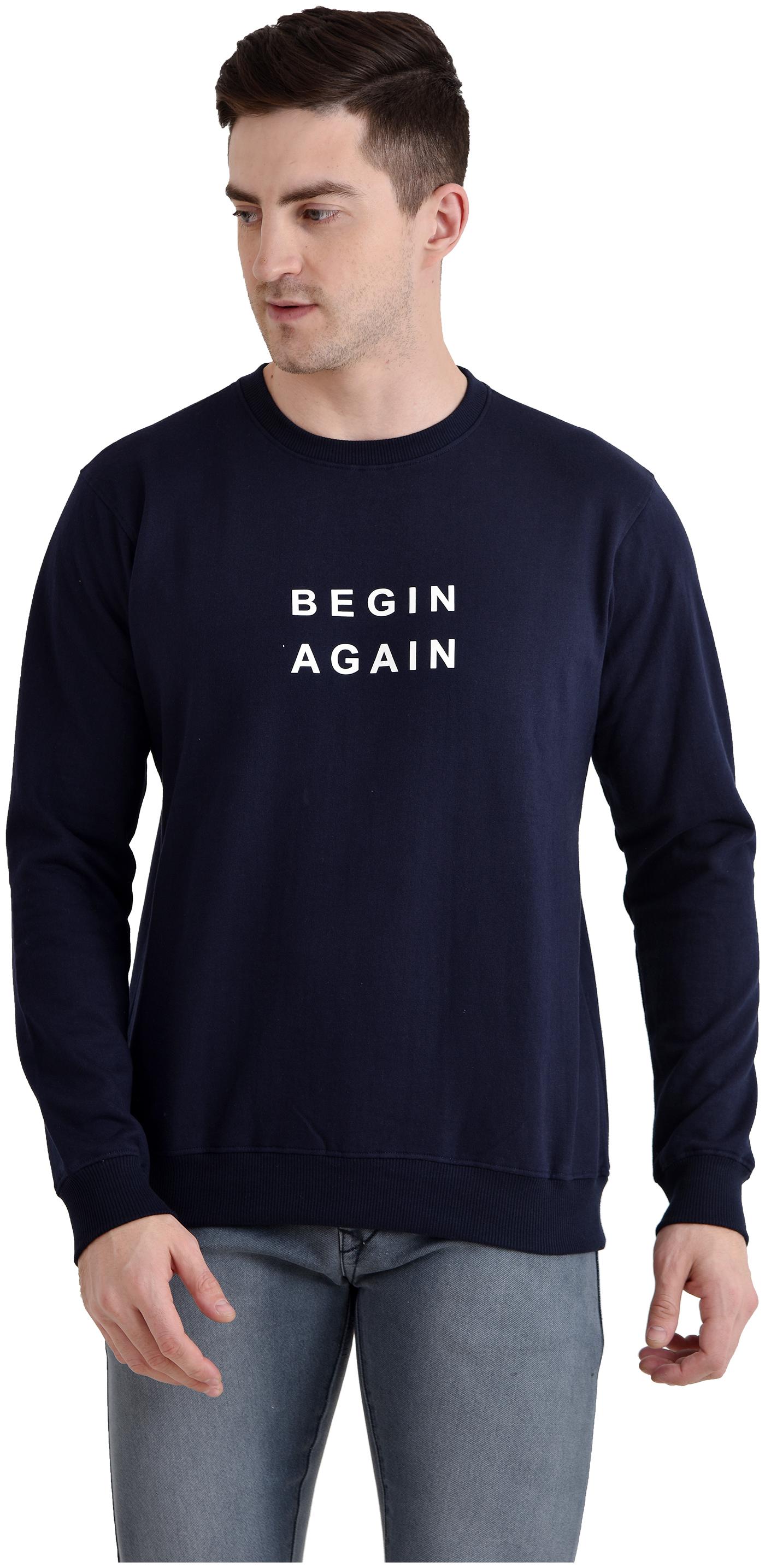 

The Bonte Poly Cotton Printed Full Sleeves Sweatshirt For Men (Navy Blue)