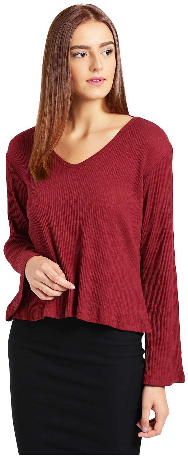 

Trend Arrest Women Solid Regular top - Maroon