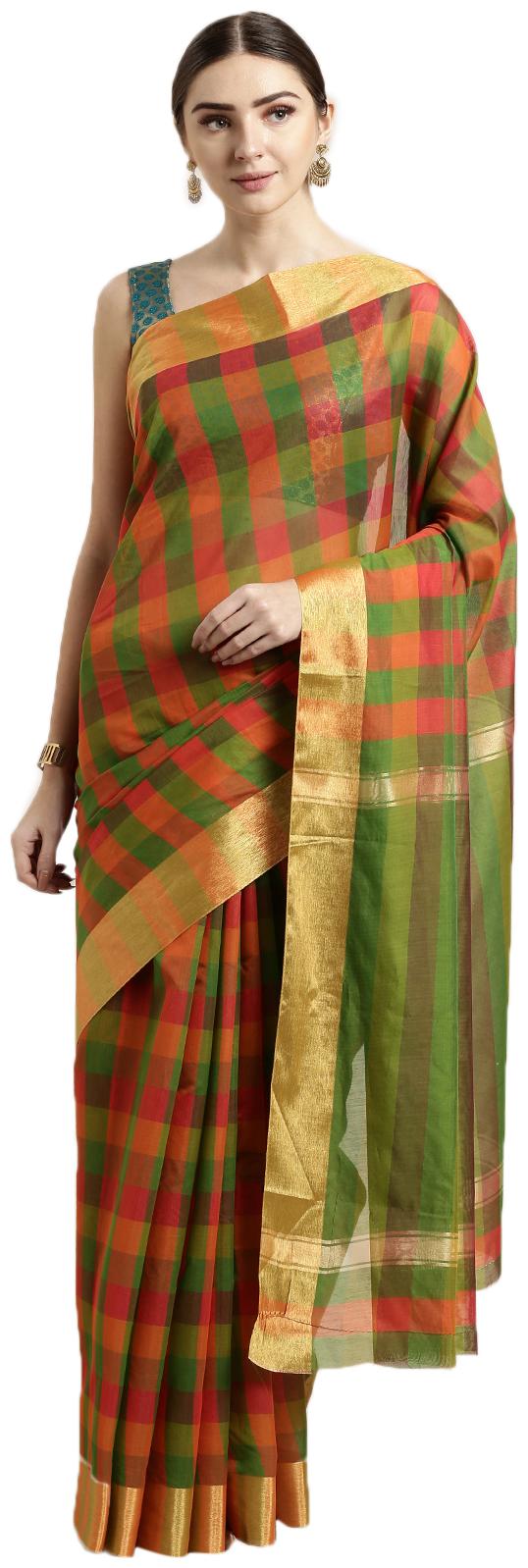 

The Chennai Silks Women Cotton Blend Multi Regular Saree With Blouse