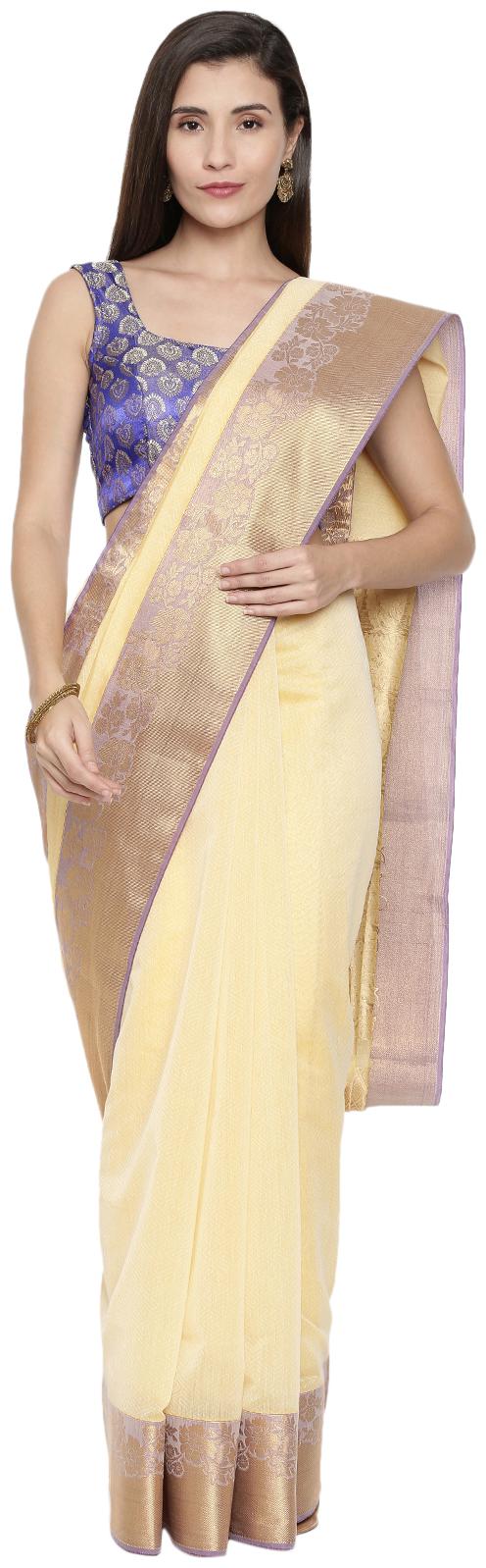 

The Chennai Silks Women Cotton Solid Saree Yellow