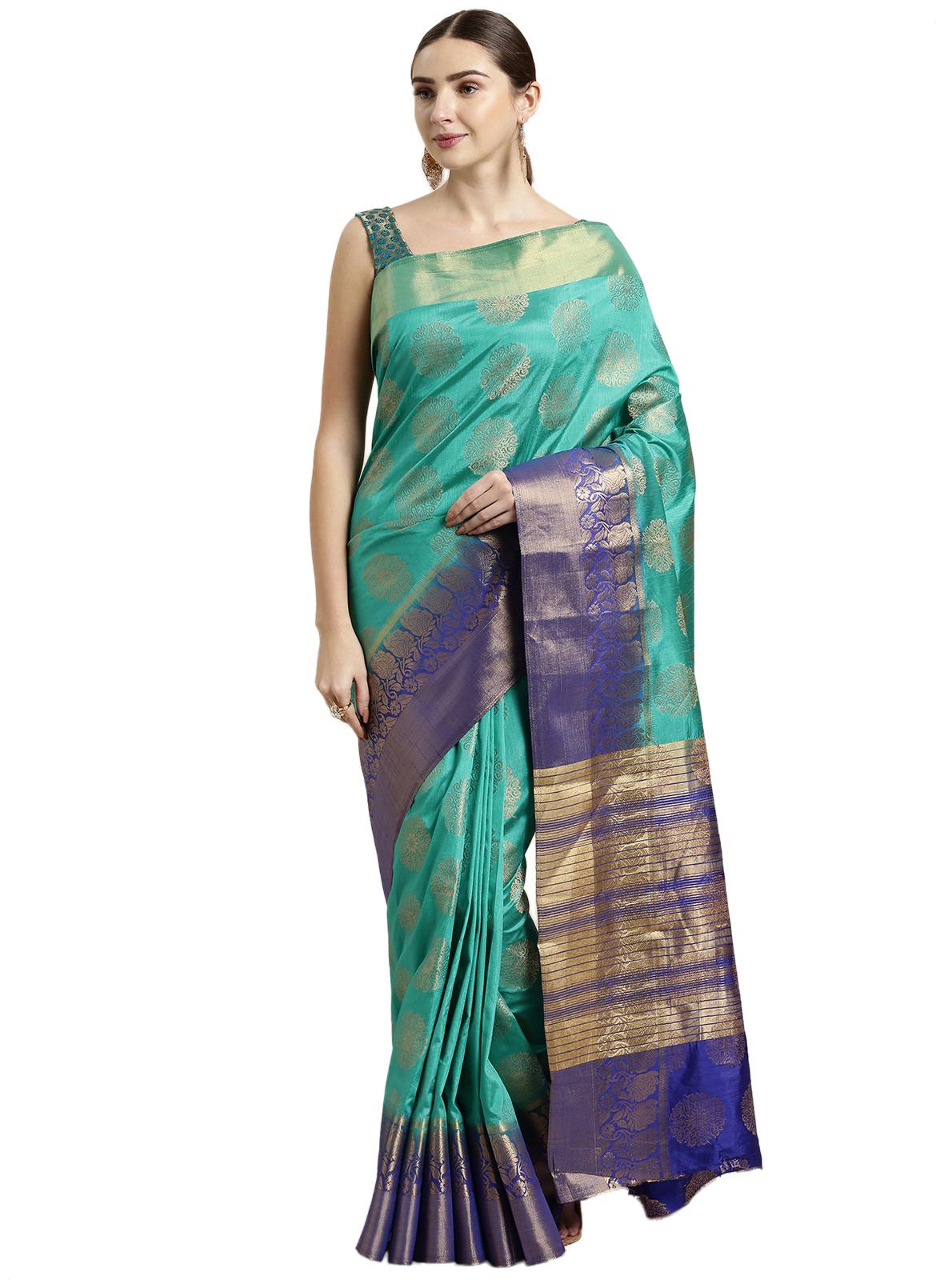 

The Chennai Silks Women Dupion Silk Green Regular Saree With Blouse