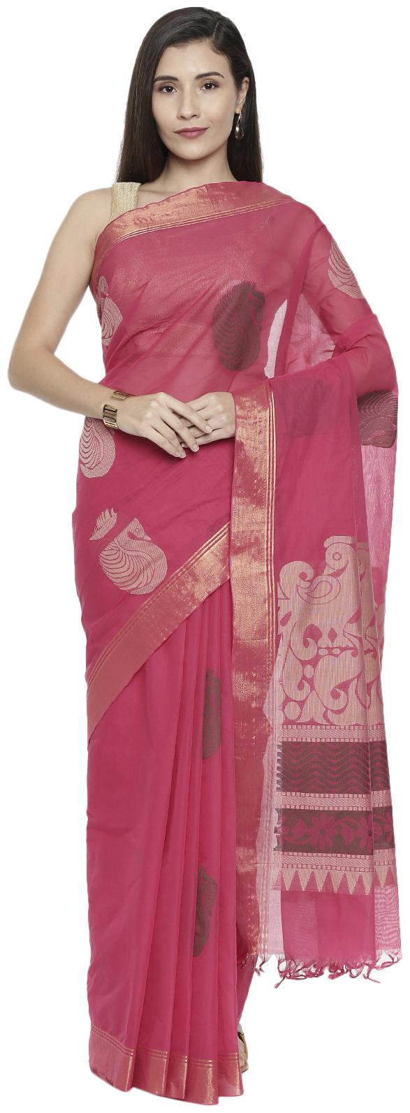 

The Chennai Silks Women Cotton Pink Regular Saree With Blouse