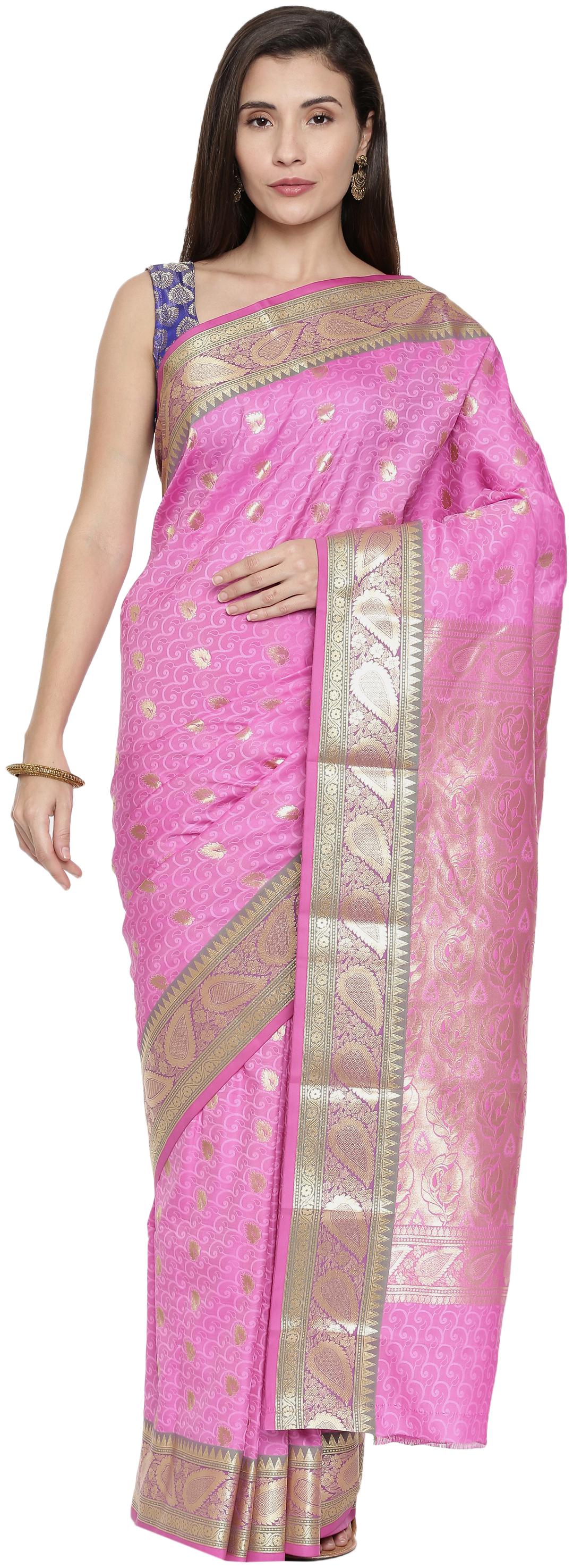 

The Chennai Silks Women Artificial Silk Pink Regular Saree With Blouse
