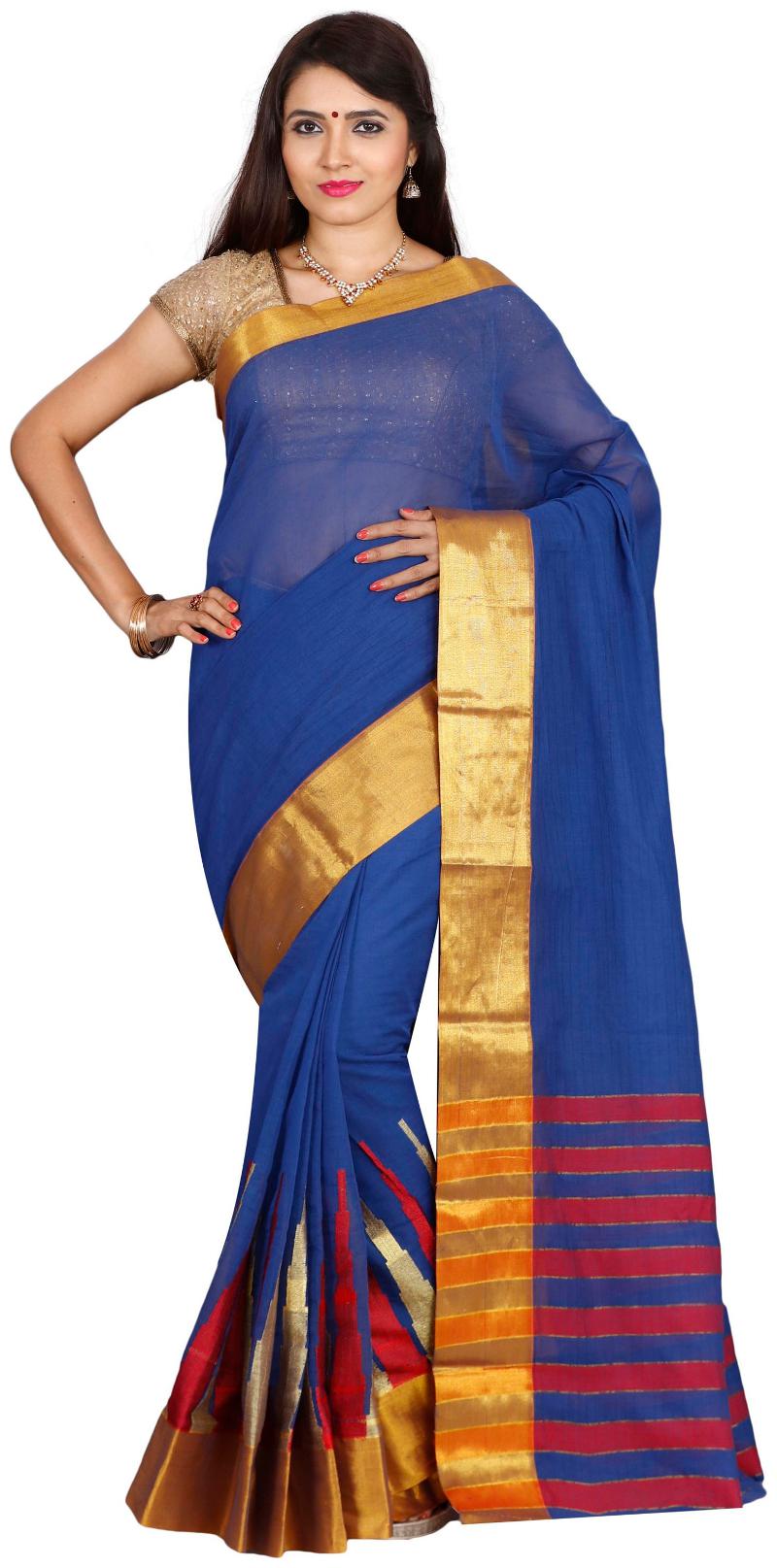 

The Chennai Silks - Navy Cotton Silk Saree