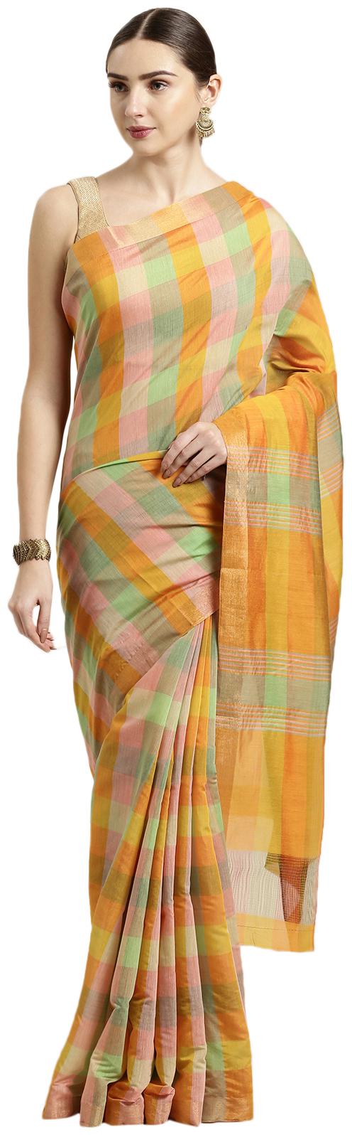 

The Chennai Silks Women Cotton Blend Multi Regular Saree With Blouse