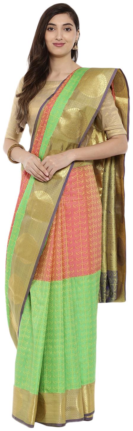 

The Chennai Silks Green Woven Universal Regular Saree With Blouse With blouse