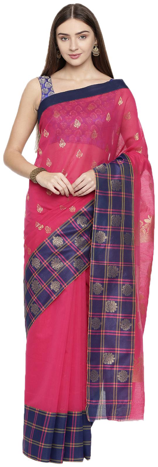 

The Chennai Silks Women Cotton Pink Regular Saree With Blouse