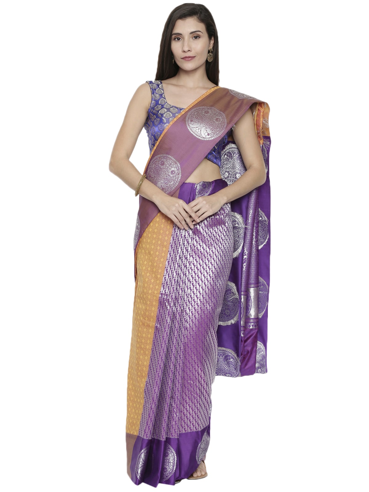

The Chennai Silks Artificial Silk Purple Woven Regular Saree For Women