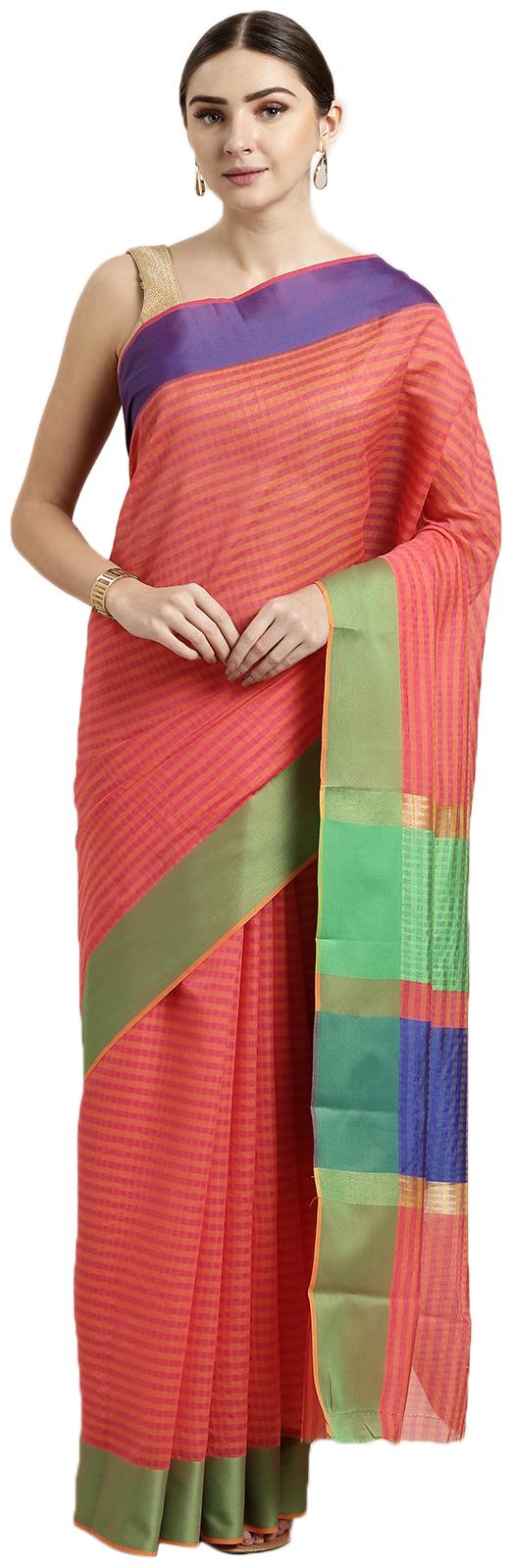 

The Chennai Silks Women Cotton Blend Multi Regular Saree With Blouse