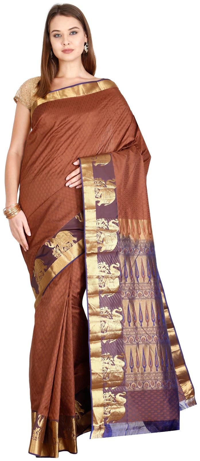 

The Chennai Silks - Kanjivaram Silk saree - Mocha Mousse Brown - (CCMYSS6277)