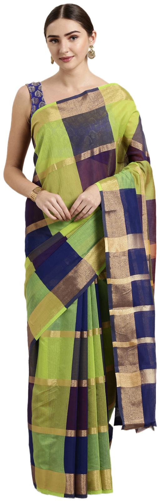 

The Chennai Silks Women Cotton Blend Multi Regular Saree With Blouse