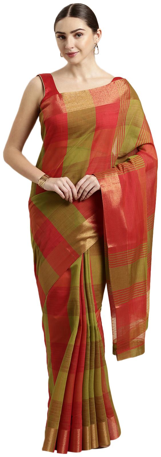 

The Chennai Silks Women Cotton Blend Multi Regular Saree With Blouse