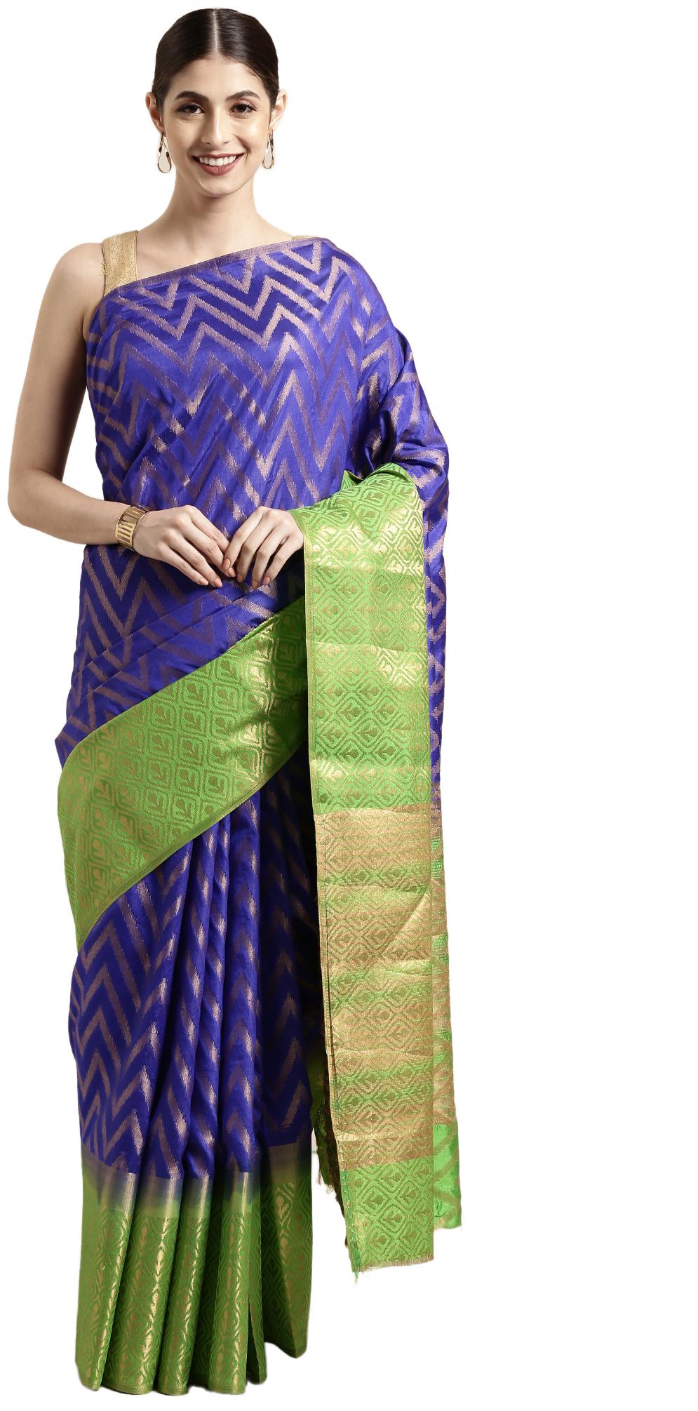 

The Chennai Silks Women Dupion Silk Blue Regular Saree With Blouse
