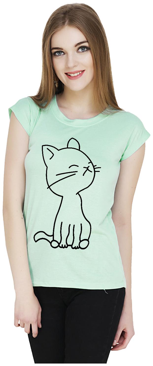 

baluchi Women Green Regular fit Round neck Blended T shirt