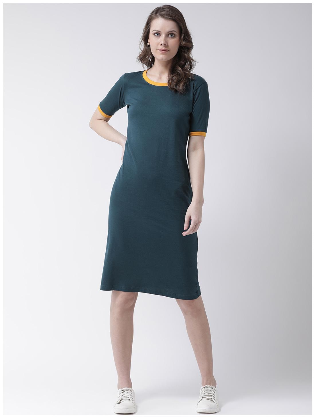

THE DRY STATE Green Solid Bodycon dress