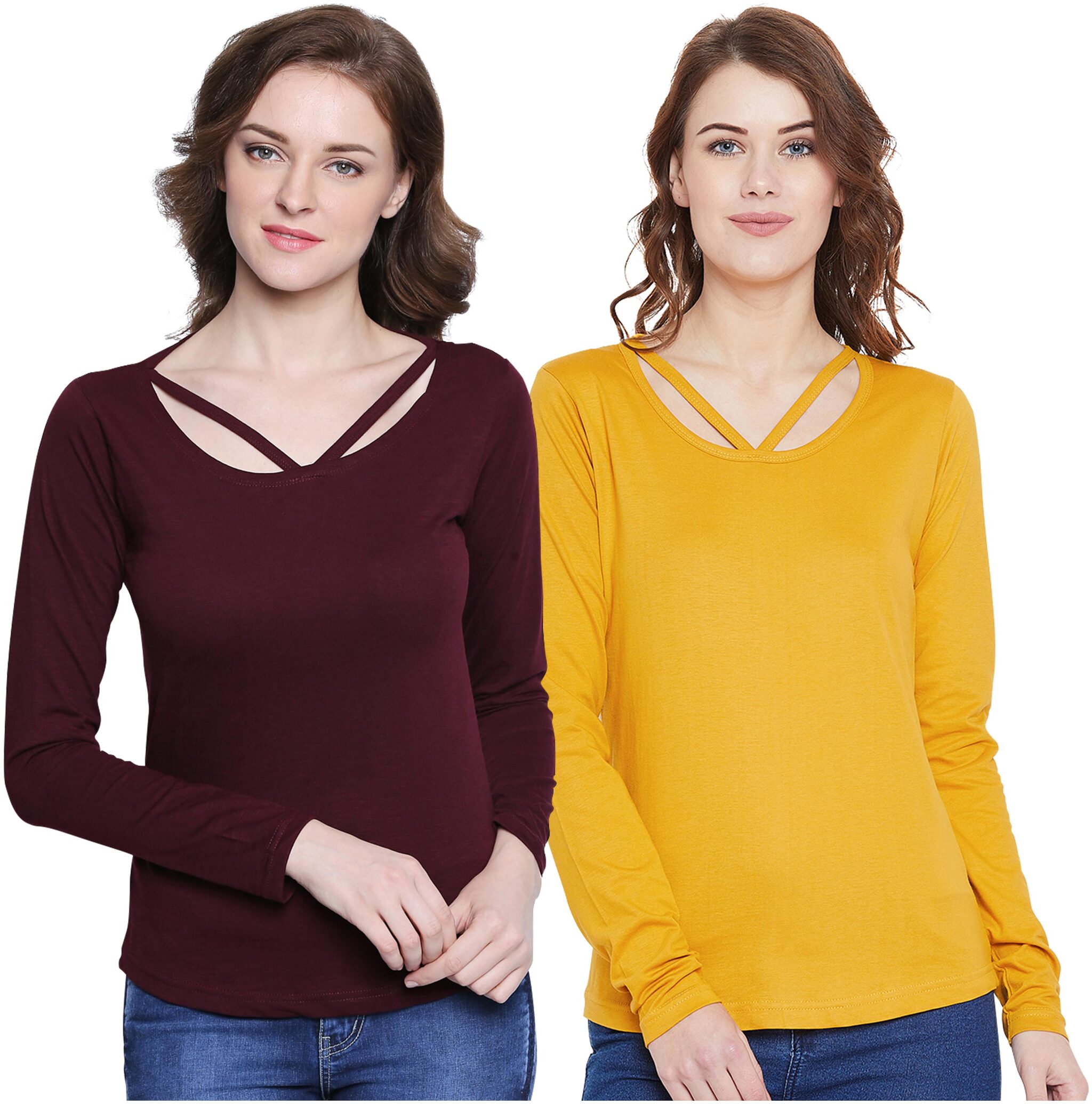 

THE DRY STATE Women Solid Regular top - Maroon Yellow