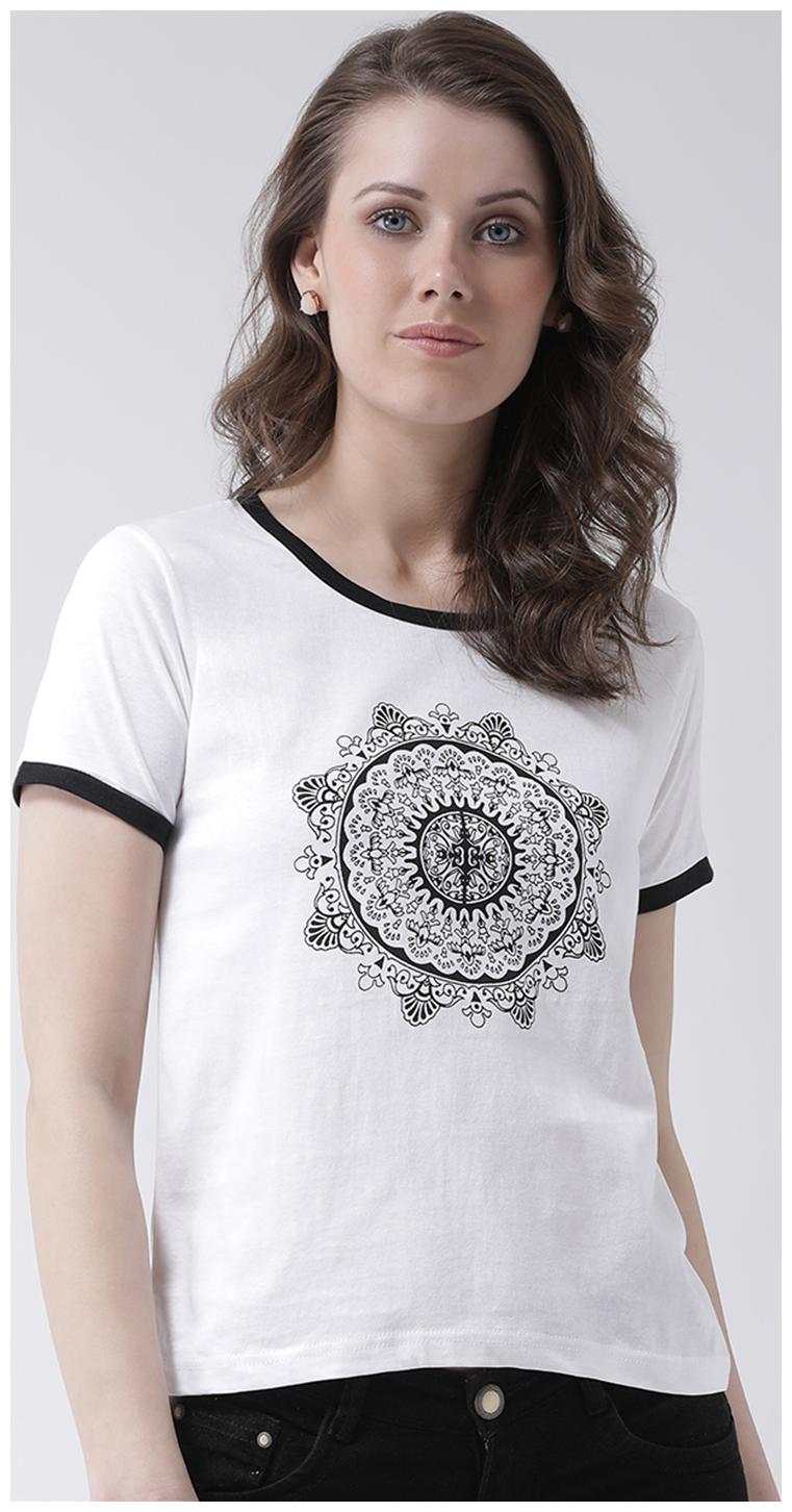 

THE DRY STATE Women White Slim fit Round neck Cotton T shirt
