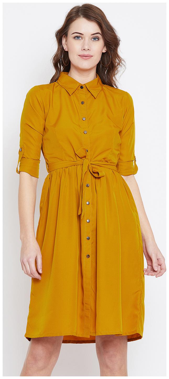 

THE DRY STATE Yellow Solid Shirt dress