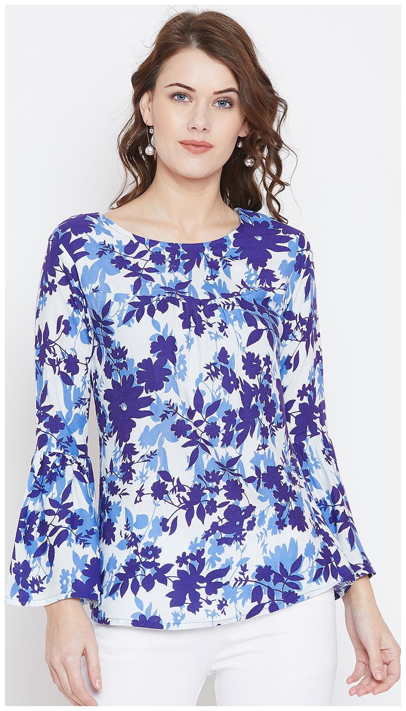 

The Dry State Women s Round Neck 3 4th Sleeve Graphic Multicolor Top