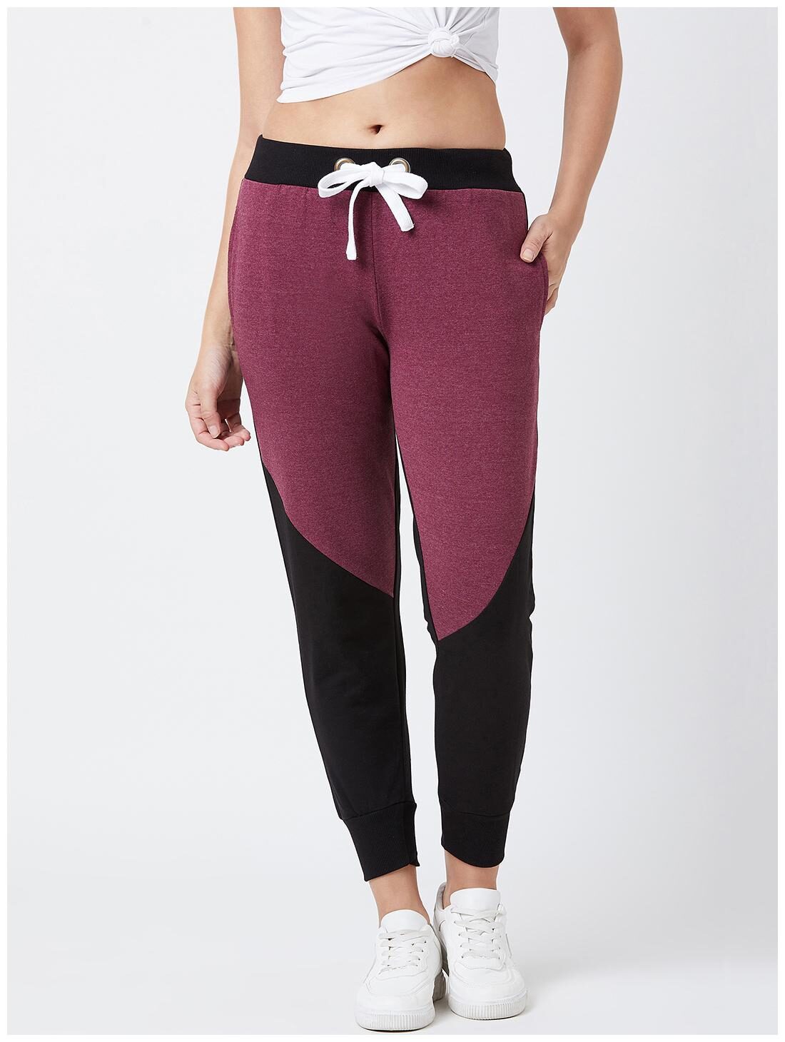 

The Dry State Women Burgandy Black Cotton Jogger