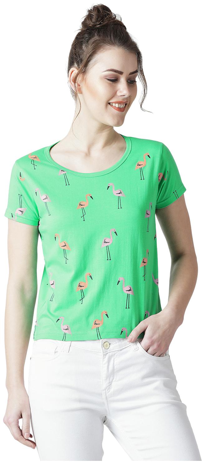 

THE DRY STATE Women Green Slim fit Round neck Cotton T shirt