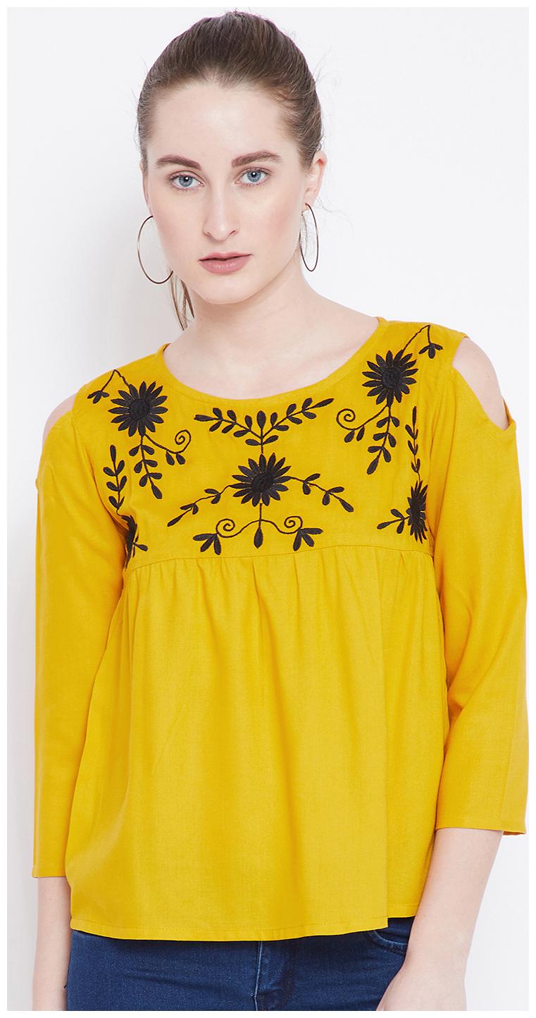 

THE DRY STATE Women Yellow Slim fit Round neck Cotton Tank top