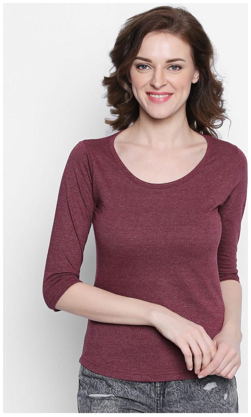 

THE DRY STATE Women Maroon Regular fit Round neck Cotton T shirt