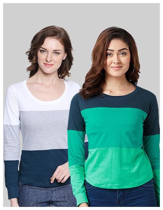 

THE DRY STATE Women Multi Slim fit Round neck Cotton T shirt