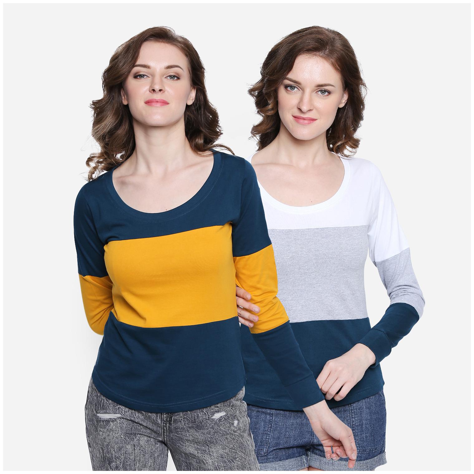 

THE DRY STATE Women Assorted Slim fit Round neck Cotton Knitted T shirt