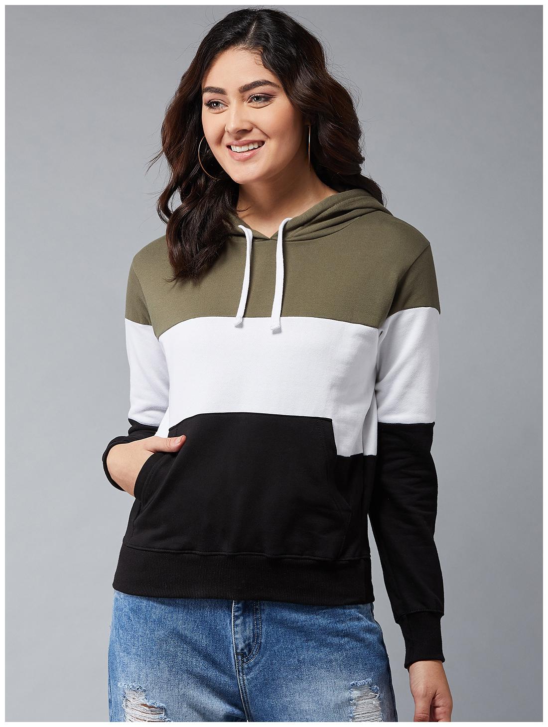

The Dry State Women Hooded Neck Full Sleeve Multicolor Cotton Sweatshirt
