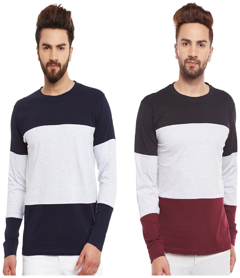 

The Dry State Men s Round Neck Full Sleeve Colorblocked Multicolor T-Shirt