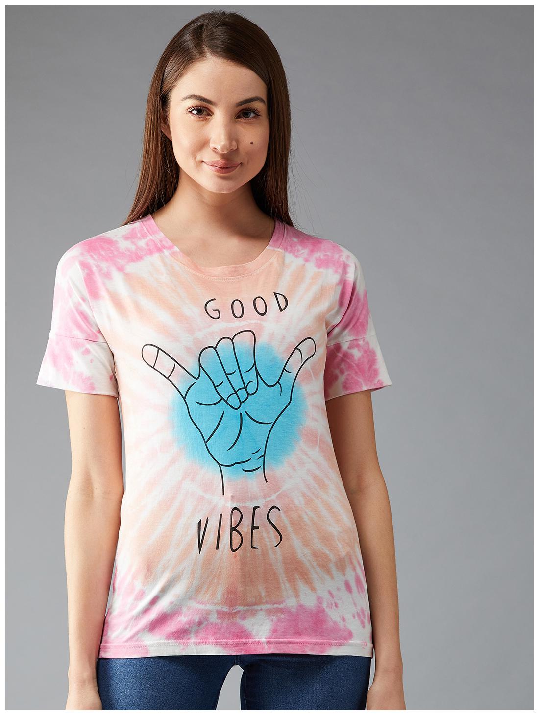 

THE DRY STATE Women Multi Slim fit Round neck Cotton T shirt