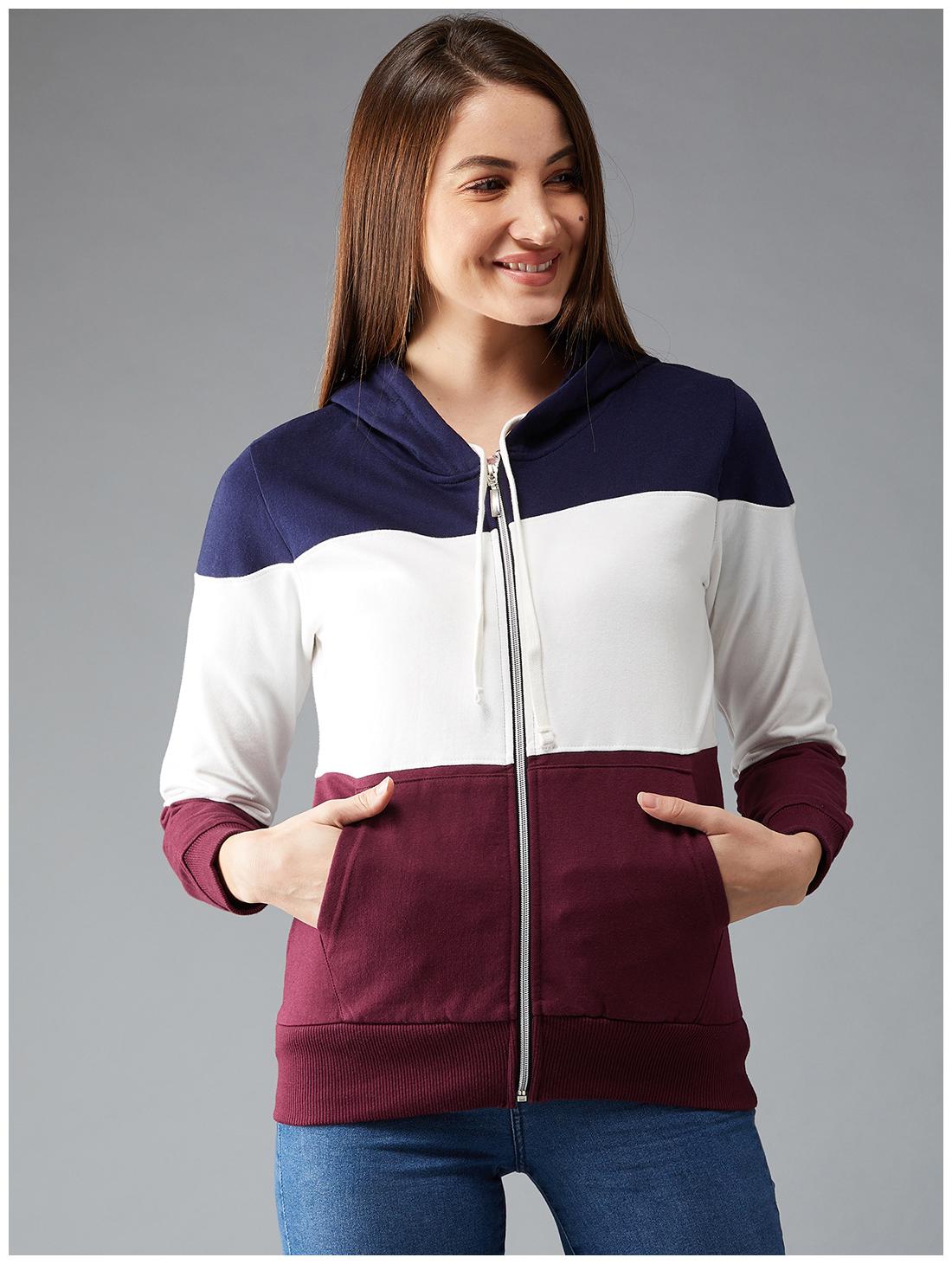 

THE DRY STATE Women Multi Slim fit Hooded Cotton Knitted T shirt