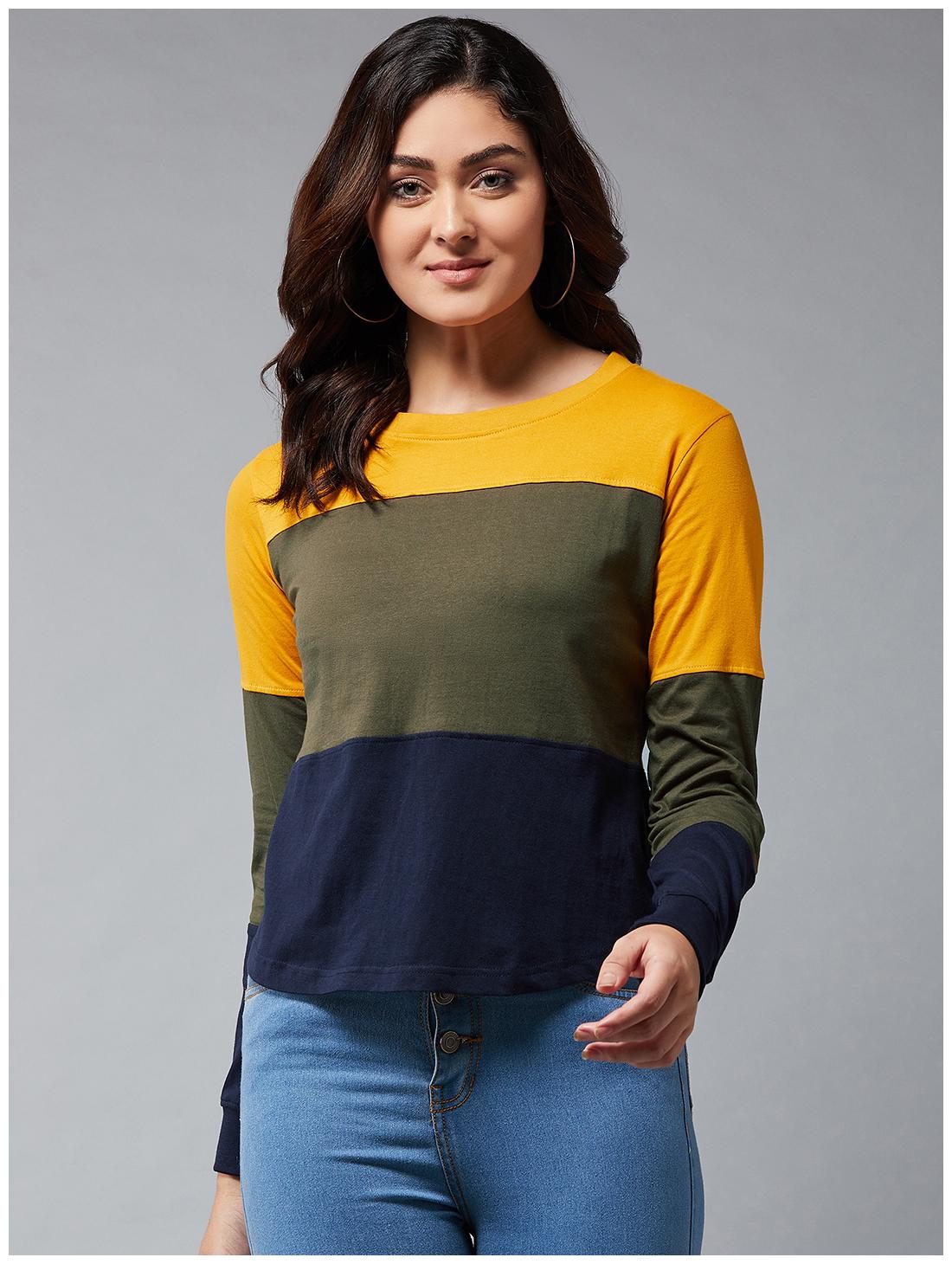 

THE DRY STATE Women Multi Slim fit Round neck Cotton T shirt