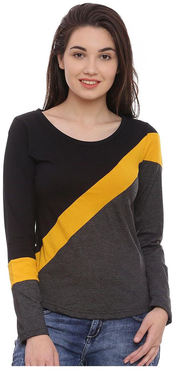 

THE DRY STATE Women Black Regular fit Round neck Viscose rayon T shirt