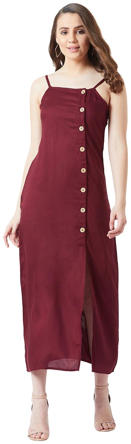 

THE DRY STATE Maroon Solid Maxi dress