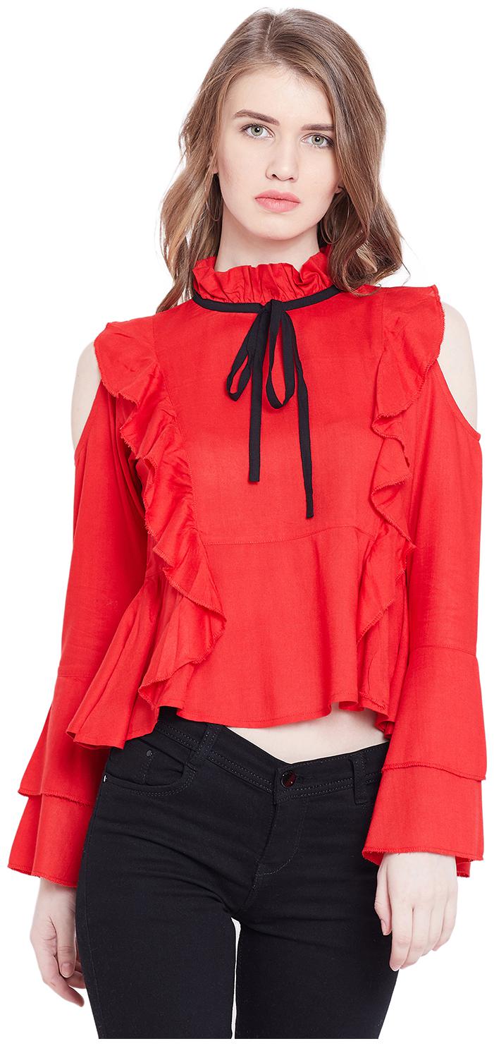 

THE DRY STATE Women Solid Regular top - Red