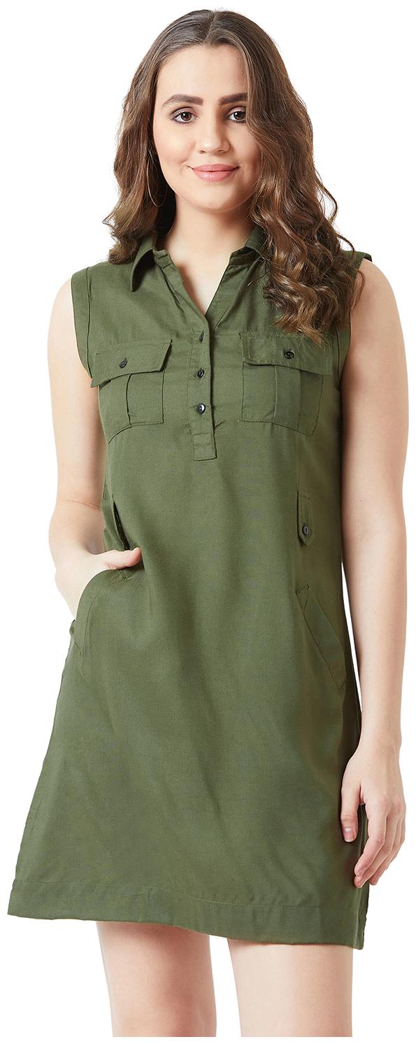 

The Dry State Women Green Sleeveless A line Dress