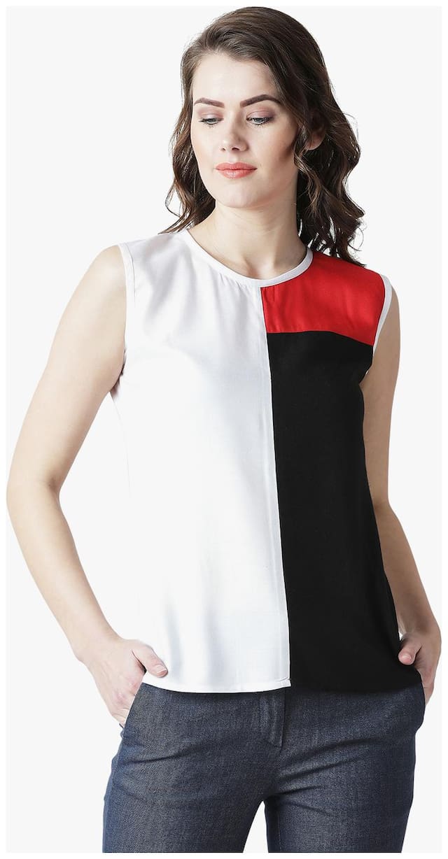 The Dry State Women's Sleeveless Color Blocked Multicolor Top