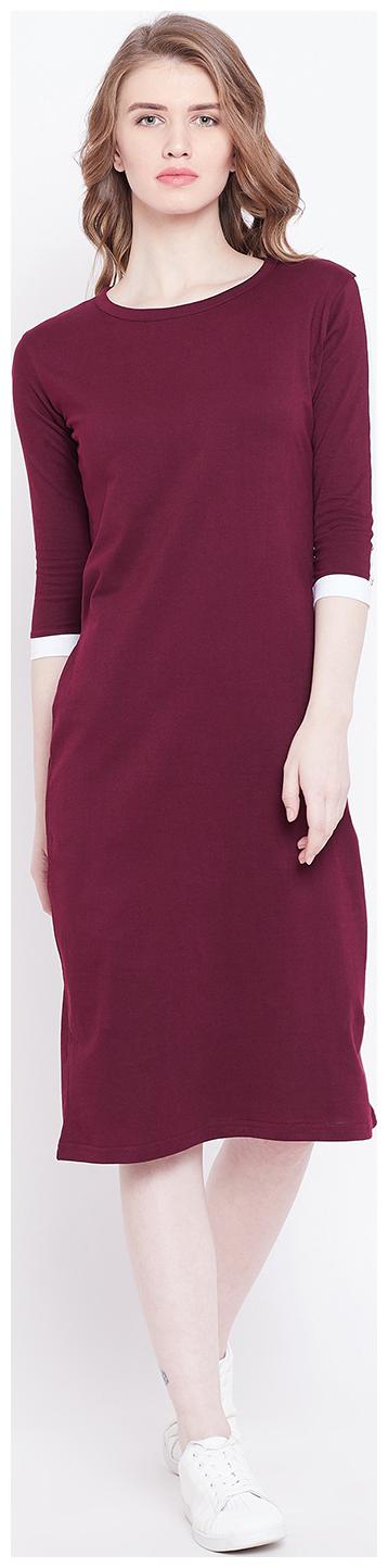 

THE DRY STATE Maroon Solid Bodycon dress