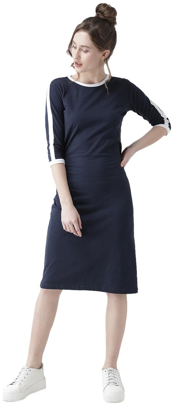 

THE DRY STATE Blue Solid Bodycon dress