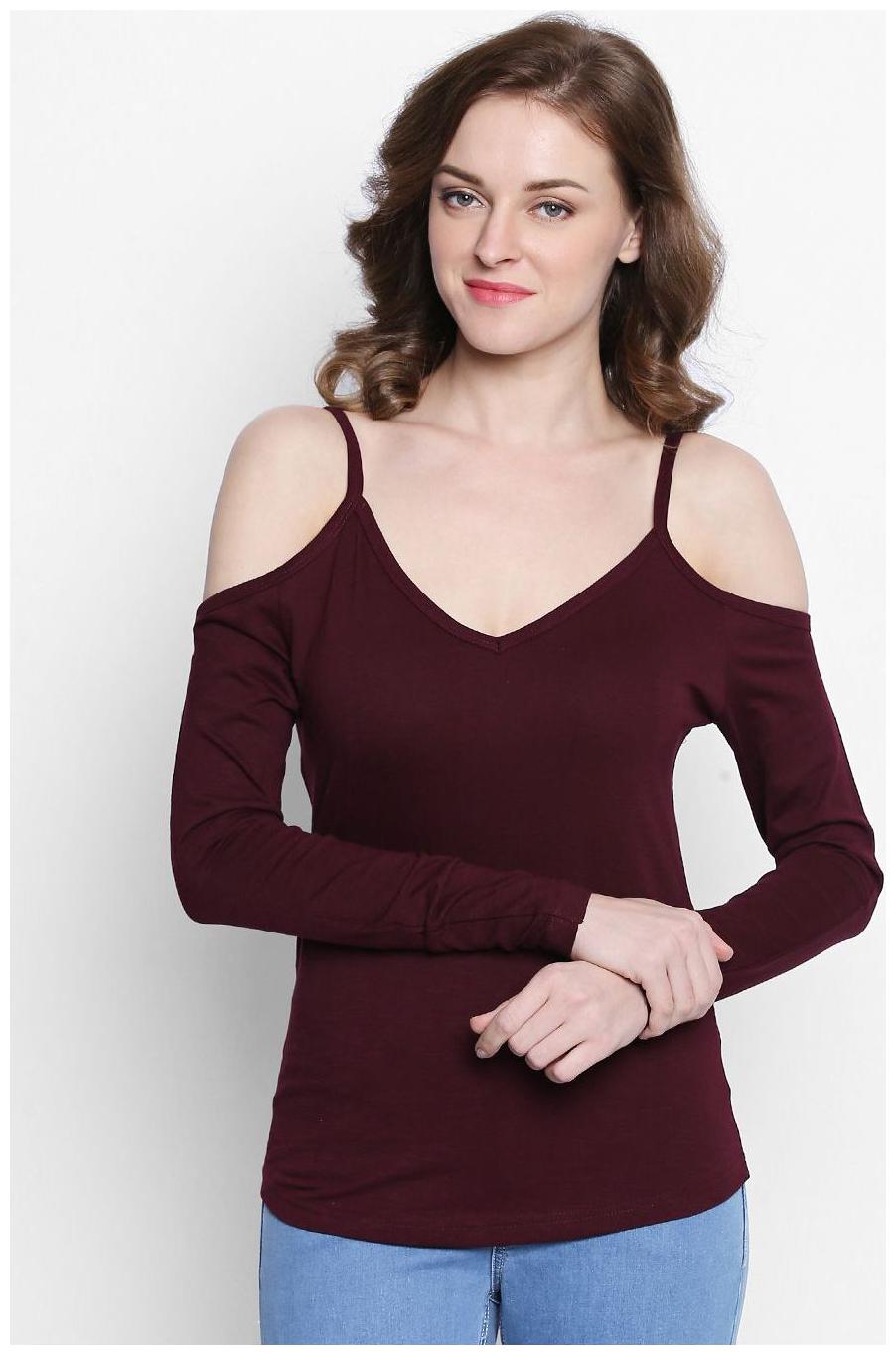

THE DRY STATE Women Solid Regular top - Maroon