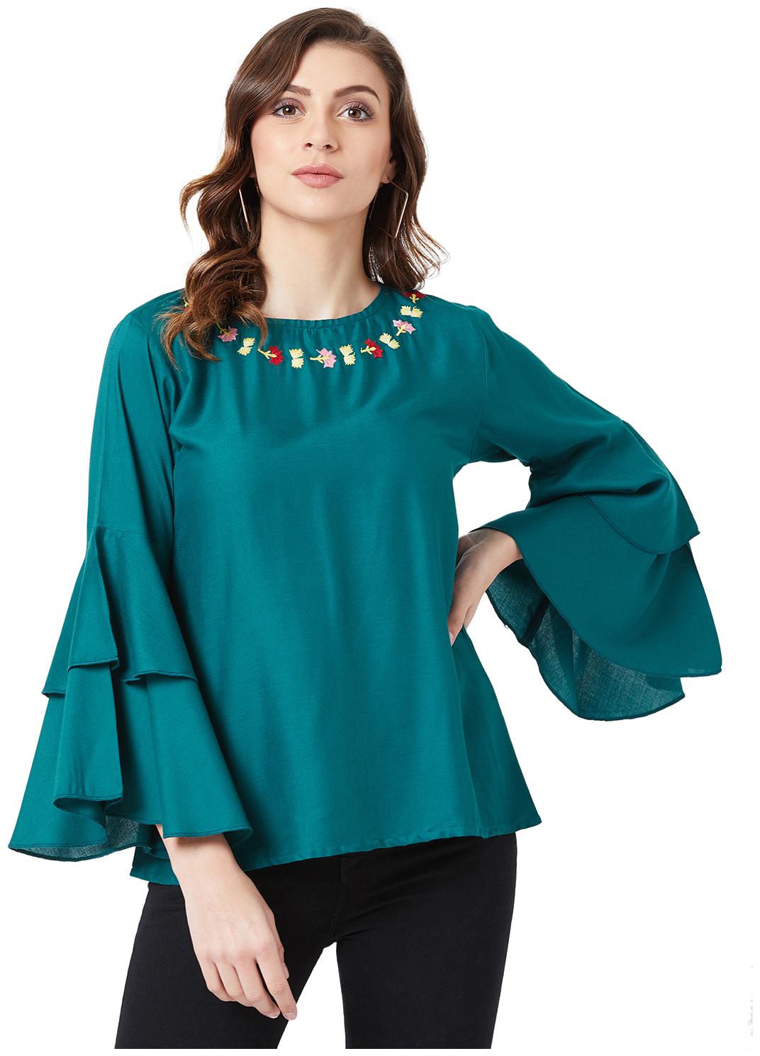 

THE DRY STATE Women Green Regular fit Round neck Cotton Viscose rayon Tank top