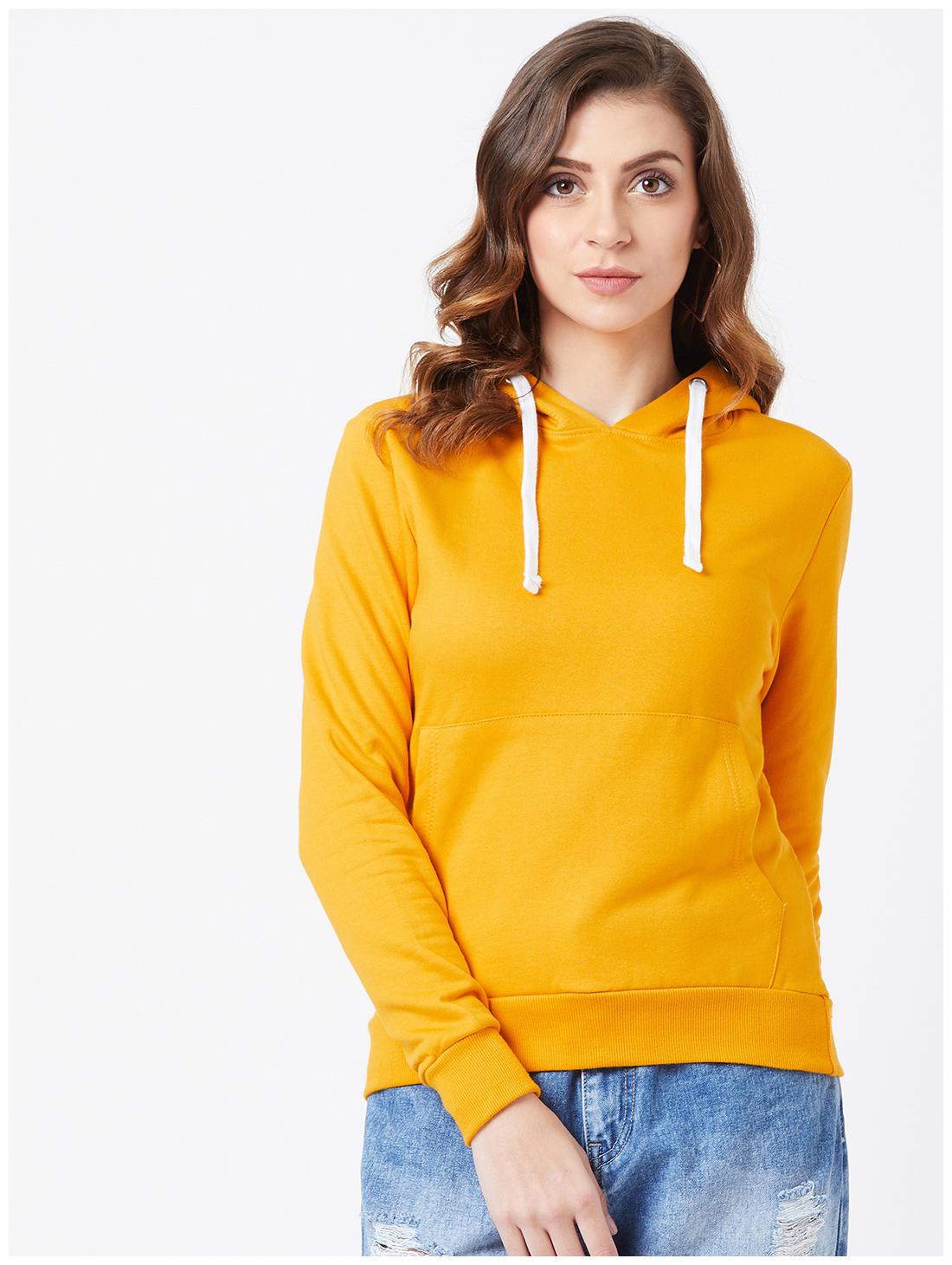 

THE DRY STATE Women Solid Hoodie - Mustard