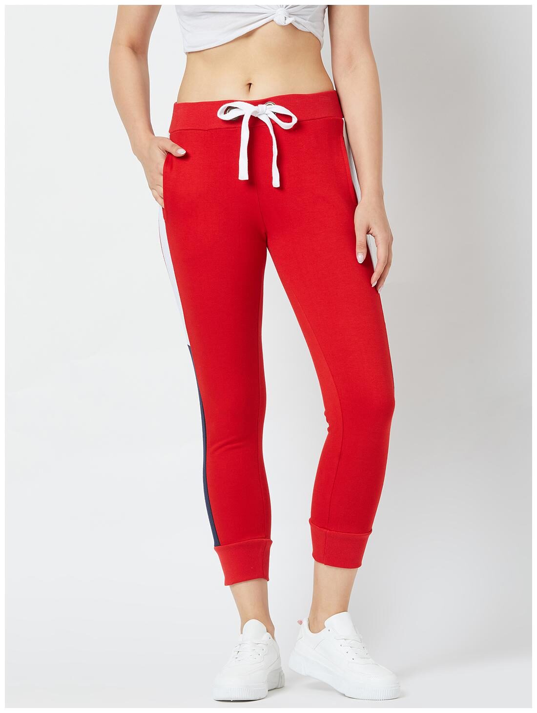 

The Dry State Women Red Color Side Stripe Jogger
