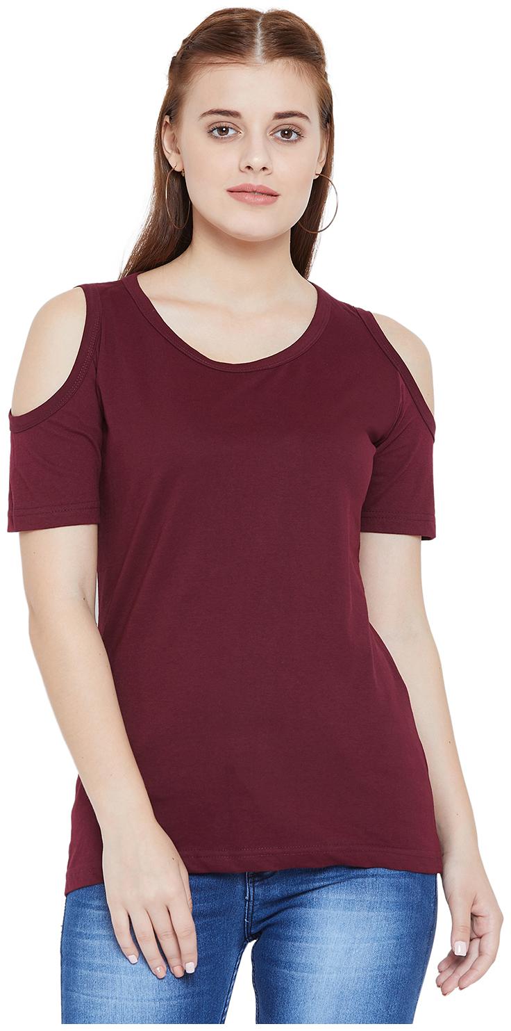 

THE DRY STATE Women Solid Regular top - Maroon