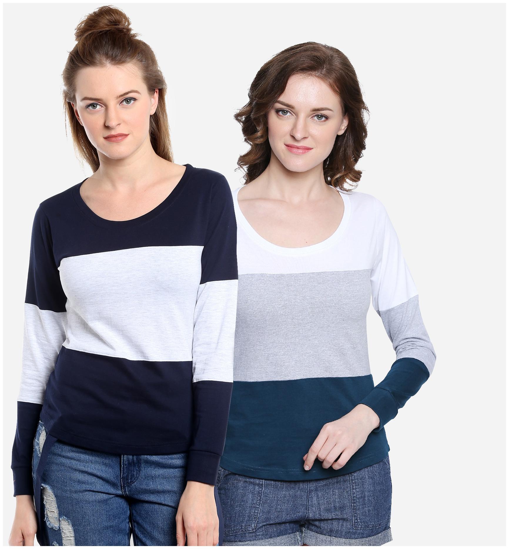 

THE DRY STATE Women Assorted Slim fit Round neck Cotton Knitted T shirt