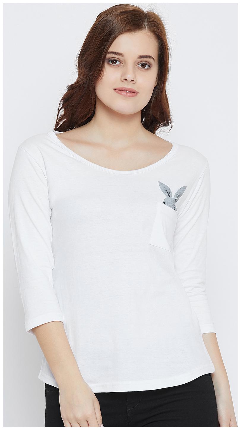 

THE DRY STATE Women White Slim fit Round neck Cotton T shirt