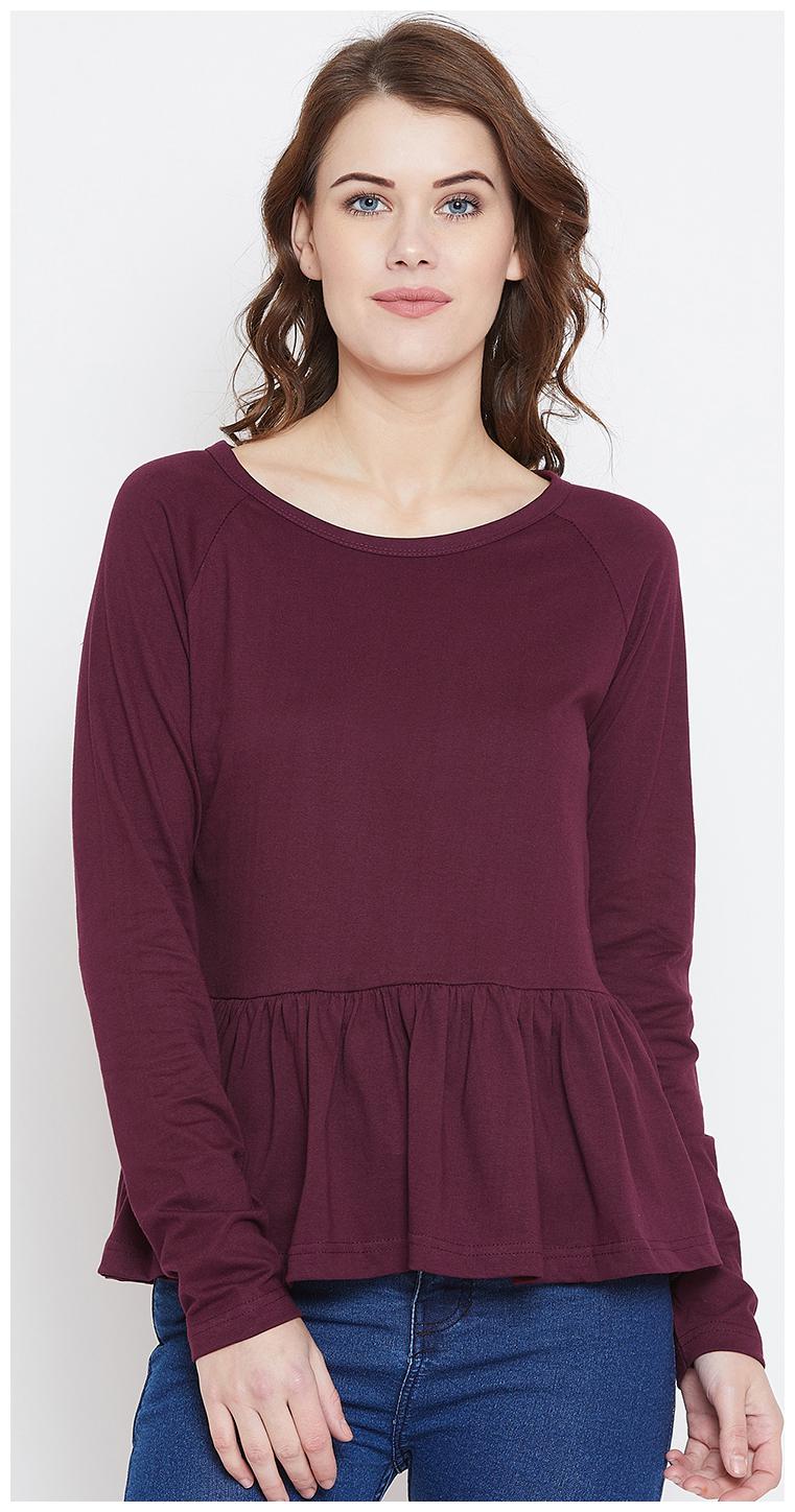 

THE DRY STATE Women Solid Regular top - Maroon