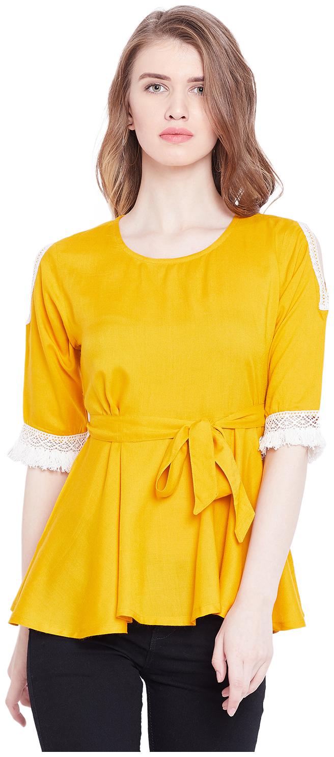 

THE DRY STATE Women Solid Regular top - Yellow